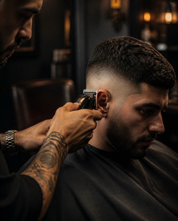 Barber schneidet einen Fade